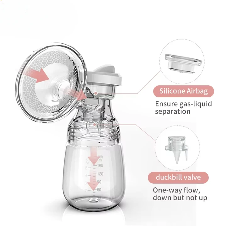 مضخة حليب الثدي الكهربائية الذكية لتدليك السيليكون الخالية من مادة BPA/مستخرج دي ليش لتغذية الطفل