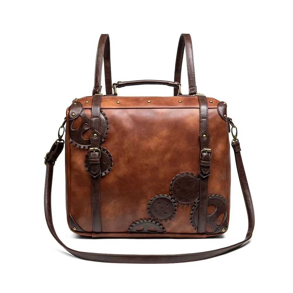 Steampunk Gothic style medieval retro style large volume contrast crossbody bag laptop bag