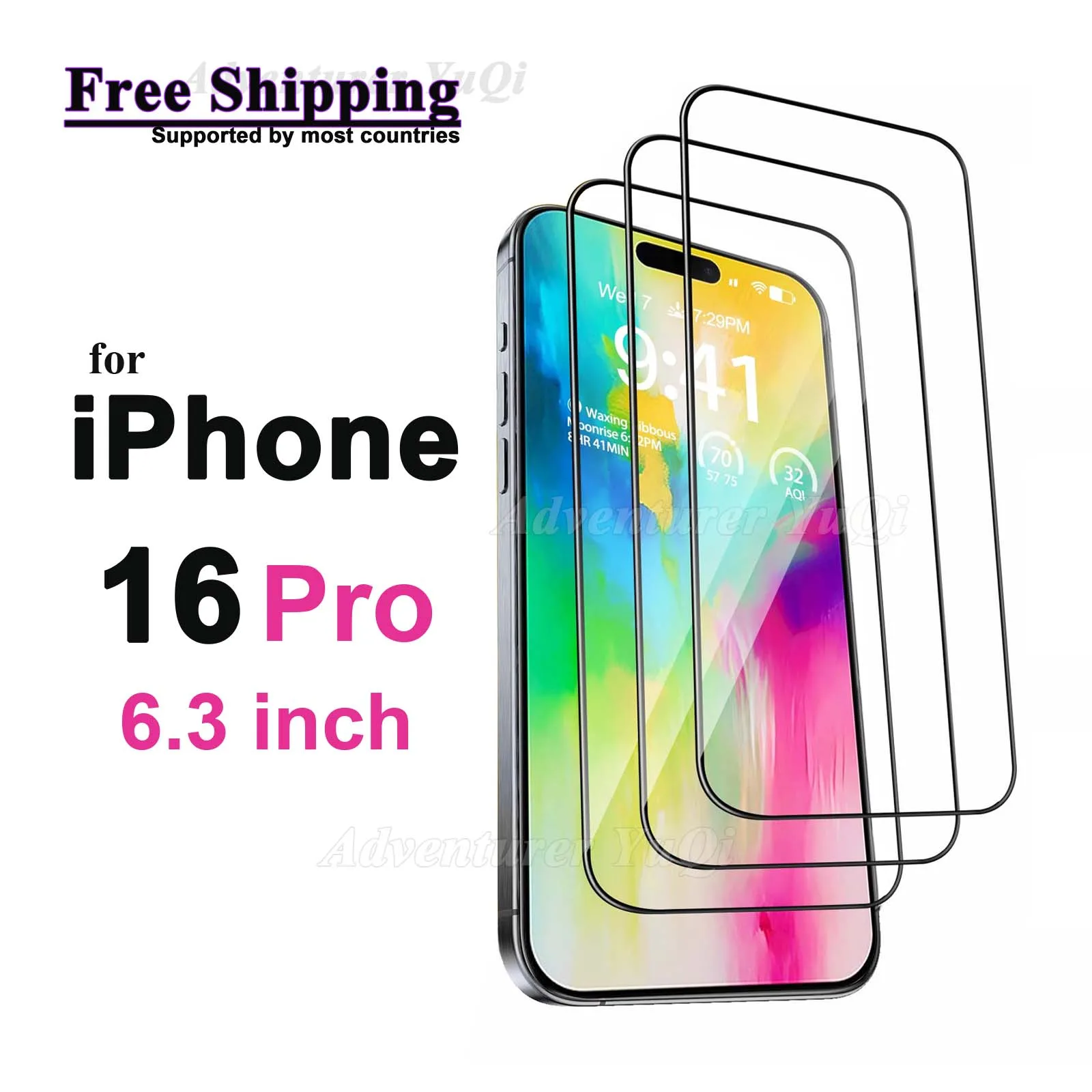 Screen Protector for iPhone 16 Pro 6.3 inch Tempered Glass Crystal HD 9H Transparent Anti Scratch Case Friendly Mica