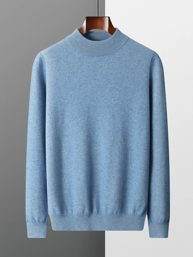 

Мужской свитер из 100% кашемира, осень-зима, базовый пуловер с воротником-стойкой и длинными рукавами, кашемировый трикотаж, умная повседневная плотная одежда, топы