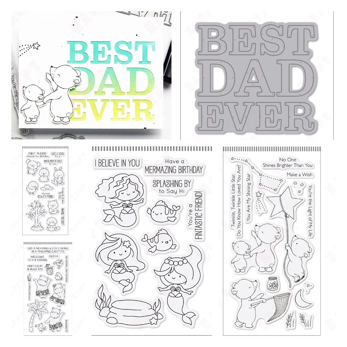 

Best Dad Ever Die Twinkle Twinkle Metal Cutting Dies And Clear Stamps For DIY Scrapbook Stamps Album Craft Paper Card Decoration