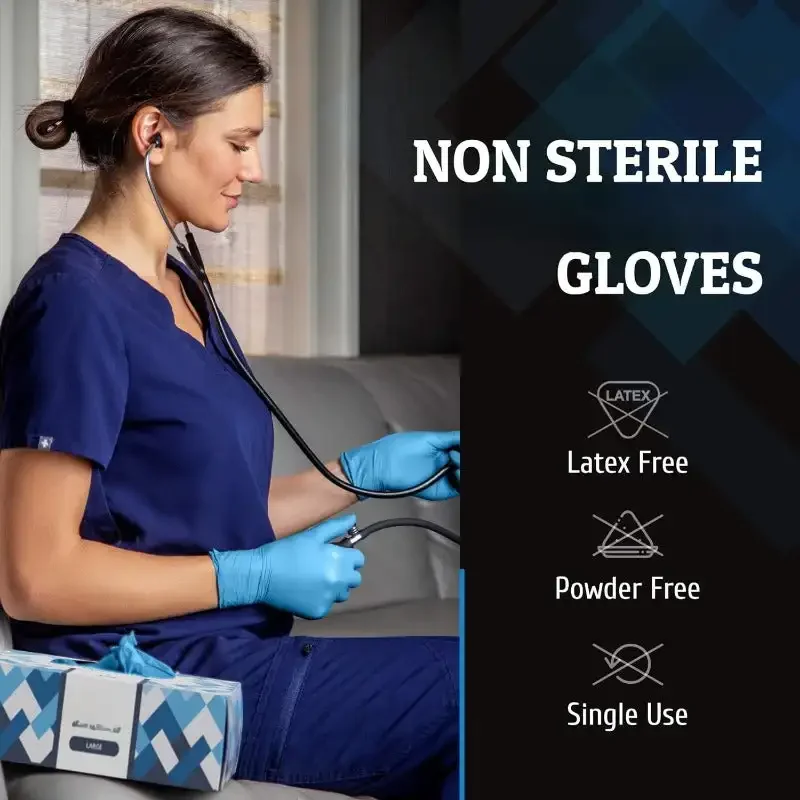 Blue Nitrile Disposable Gloves Medium | 100-Pack | Latex-Free for Cleaning,Cooking, Tattoo, Hair Dye