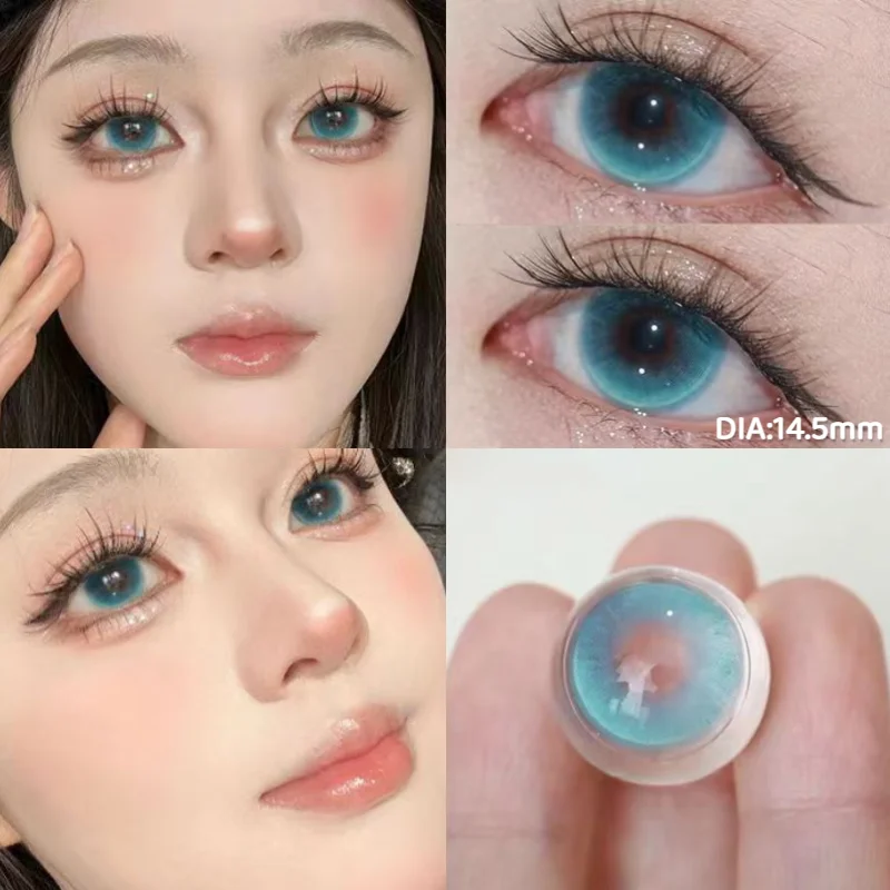 KSSEYE 2PCS Colored Contact Lensee Myopia Green Natural Pupils Effect High Quality Lens With diopter Cosmetic Blue Twinkling Eye