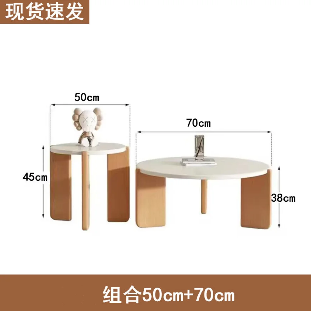 Solid wood round coffee table modern very simple corner a few living room home cream house quiet wind small apartment table