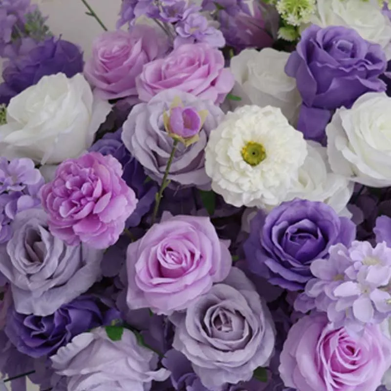 Purple Wedding Banquet Stage Backdrop Arch Flower  Floral Row Table Centerpiece Ball strips Arrangement Home Party Decor Event