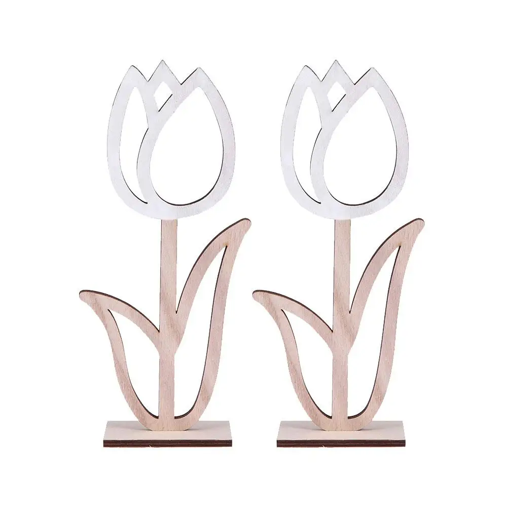 

2 Pcs Decorations Easter Ornaments DIY Flower Small Flowers Wooden Bamboo Desktop