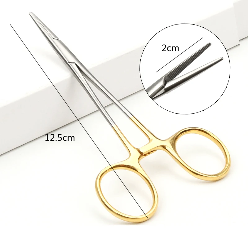 1pc Stainless Steel  Medical Dental Surgical Needle Holder Hemostatic Forceps Clamp Straight/Elbow Surgical Tool