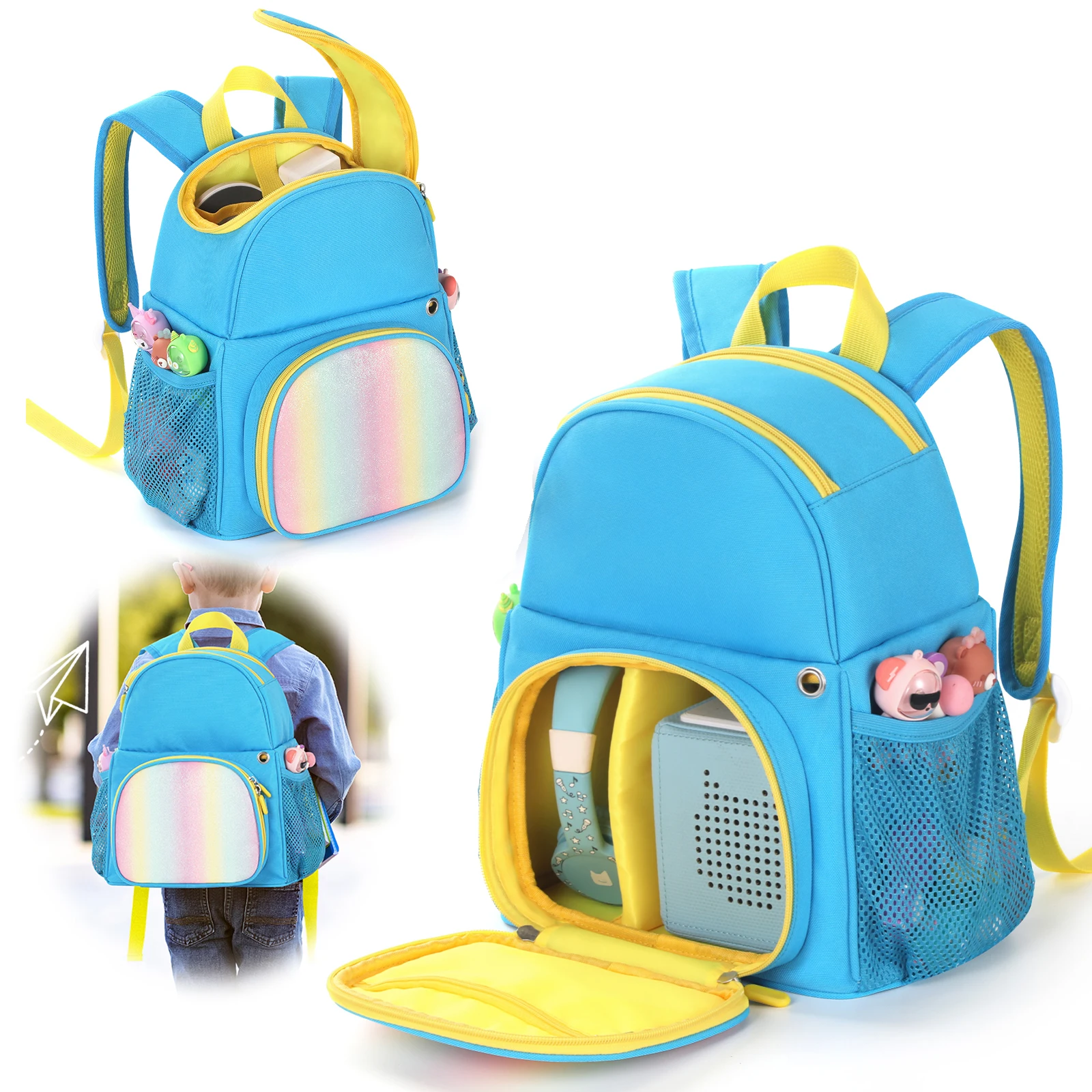 

Functional Backpack Carrying Case with Multiple Pockets Storage Bag Adjustable Strap for TonieBox 2/1 Audio Player Starter Set