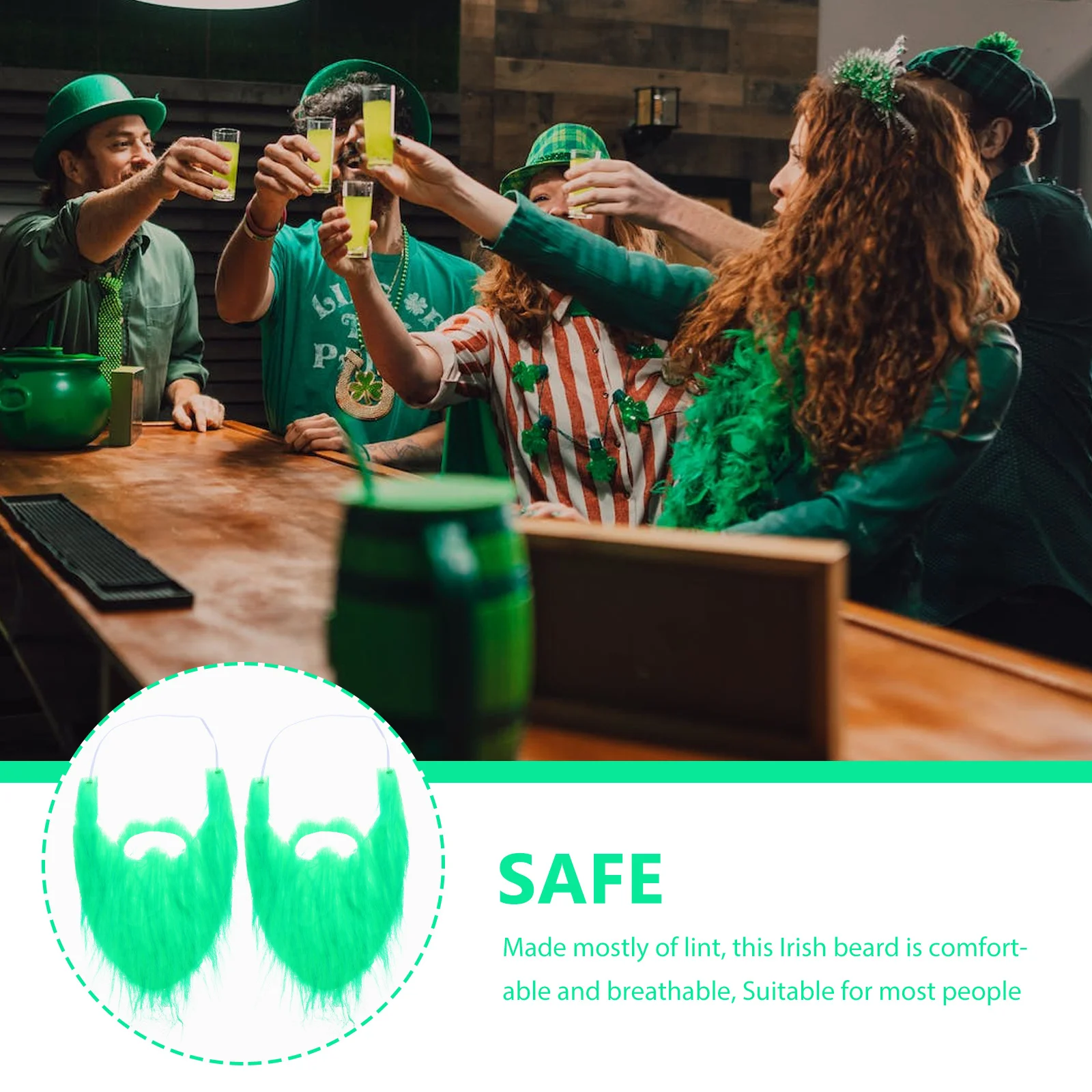 

2 шт., искусственная борода на день Святого Патрика, дышащая ворса, реквизит для бороды для косплея, ирландская вечеринка, сценическое представление, искусственные усы на день Святого Патрика