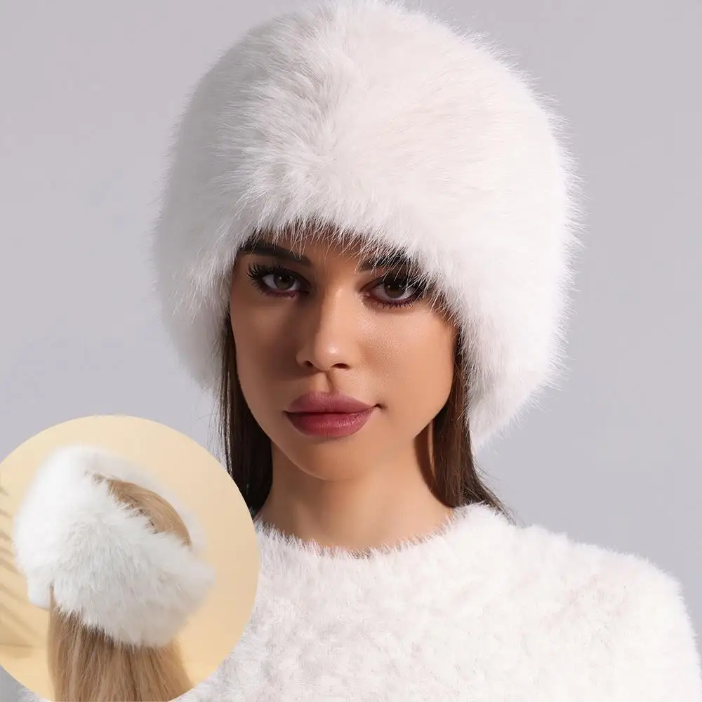 

Fur Caps False Mink Fur Hats For Women Warm Thickened Hat Without Top Cap Breathable Comfortable Outdoor Travel Brimless Hat