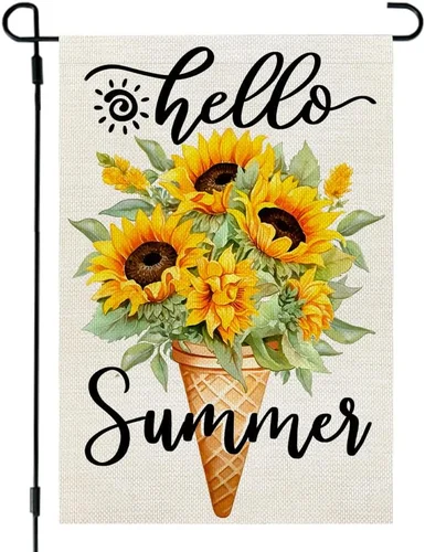 Summer Sunflowers Garden Flag Double Sided 12X18 Inches Small Burlap Seasonal We HHP AAL HHM WZZ yyi