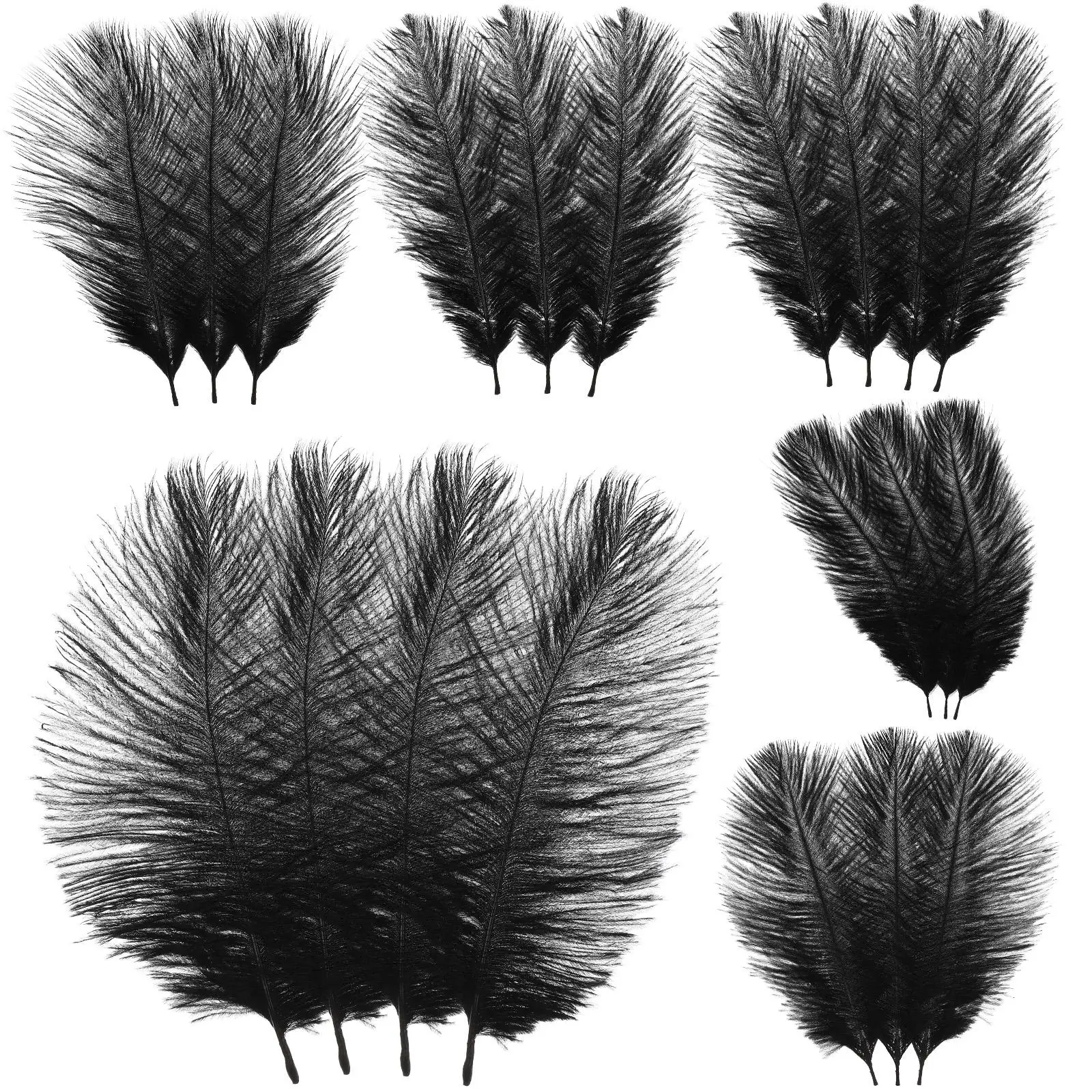

20 Pcs Ostrich Decorative Plumes for Wedding Party Home Black Decor Large Size Craft Accessories Non Shedding