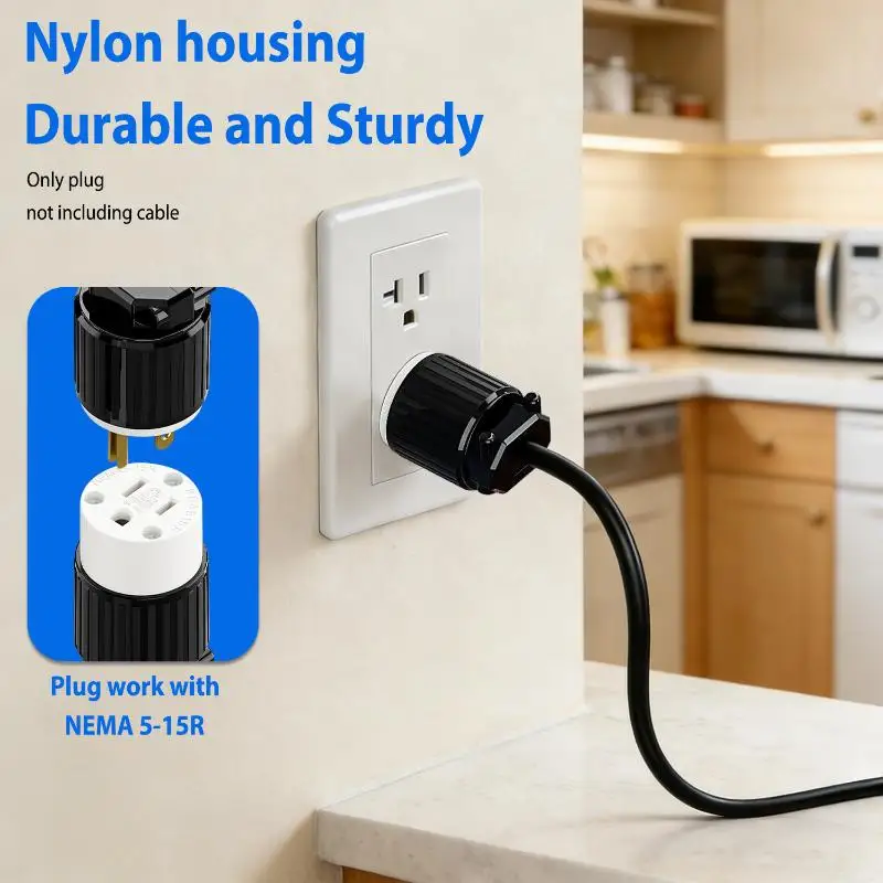 1Pc Male/Female Ends Extension Cord Connector 15A 125V 5-15P/5-15R Straight Blade Cord Connector