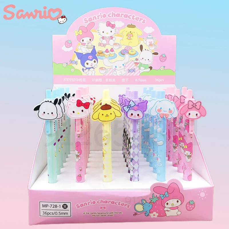 

New 36pcs Sanrio Gel Pens Anime Hello Kitty Kuromi Cinnamoroll Pachacco Neutral Pen Office School Supplies Wholesale Stationery