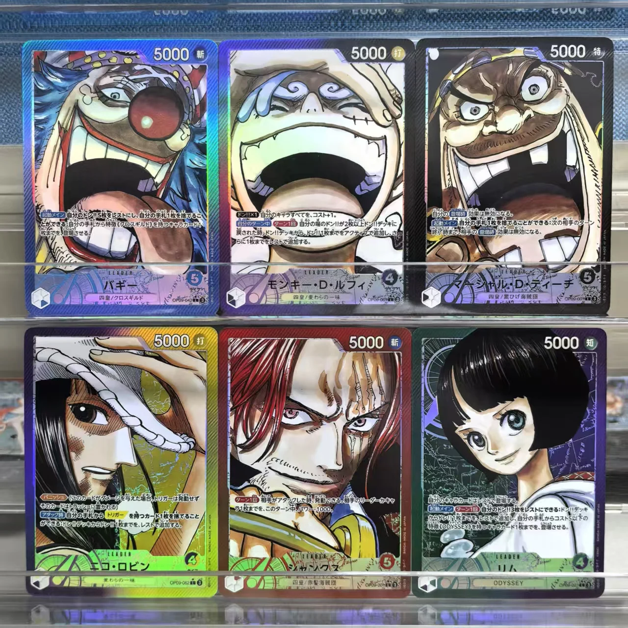 Tarjeta de colección de Anime japonés de una pieza, 6 uds., OPCG Shanks, mono D.Luffy Lim Nico Robin Marshall D.Teach Buggy, tarjetas de juego, Juguetes