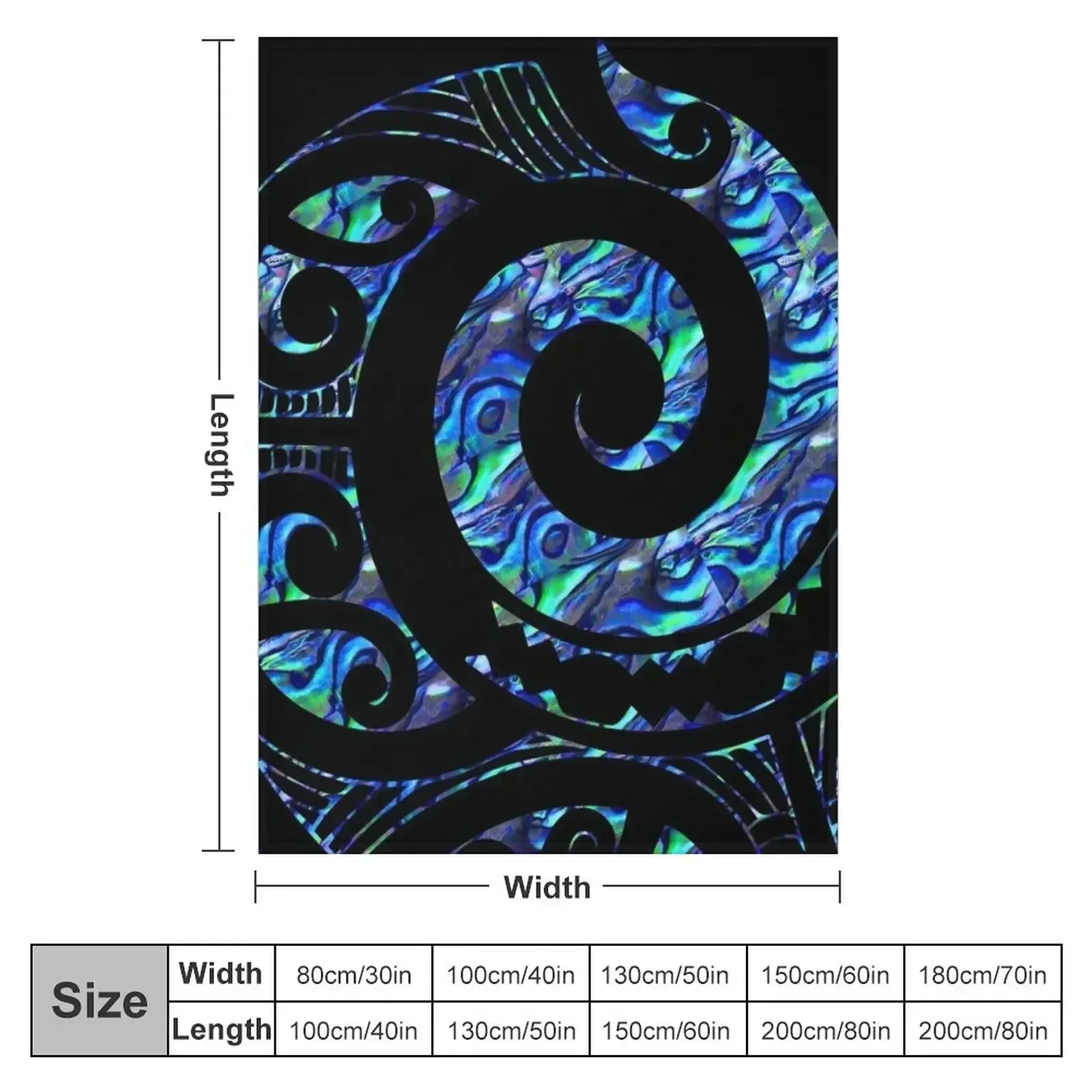 New Zealand Maori Paua Tattoo Koru Design Throw Blanket couch cozy soft plush fuzzy picnic outdoor blanket