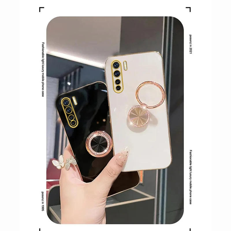 A 91 Diamond Bling Ring Holder Case On For Oppo A91 OppoA91 Stand Cover