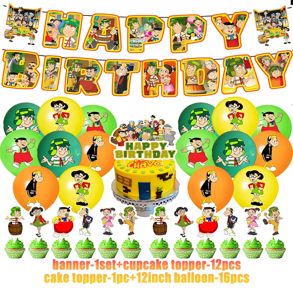 المكسيك El Chavo del Ocho لوازم حفلات أعياد الميلاد كعكة بالون تزيين راية دينيس الرجال خلفية كعكة توبر هدايا الاطفال #2