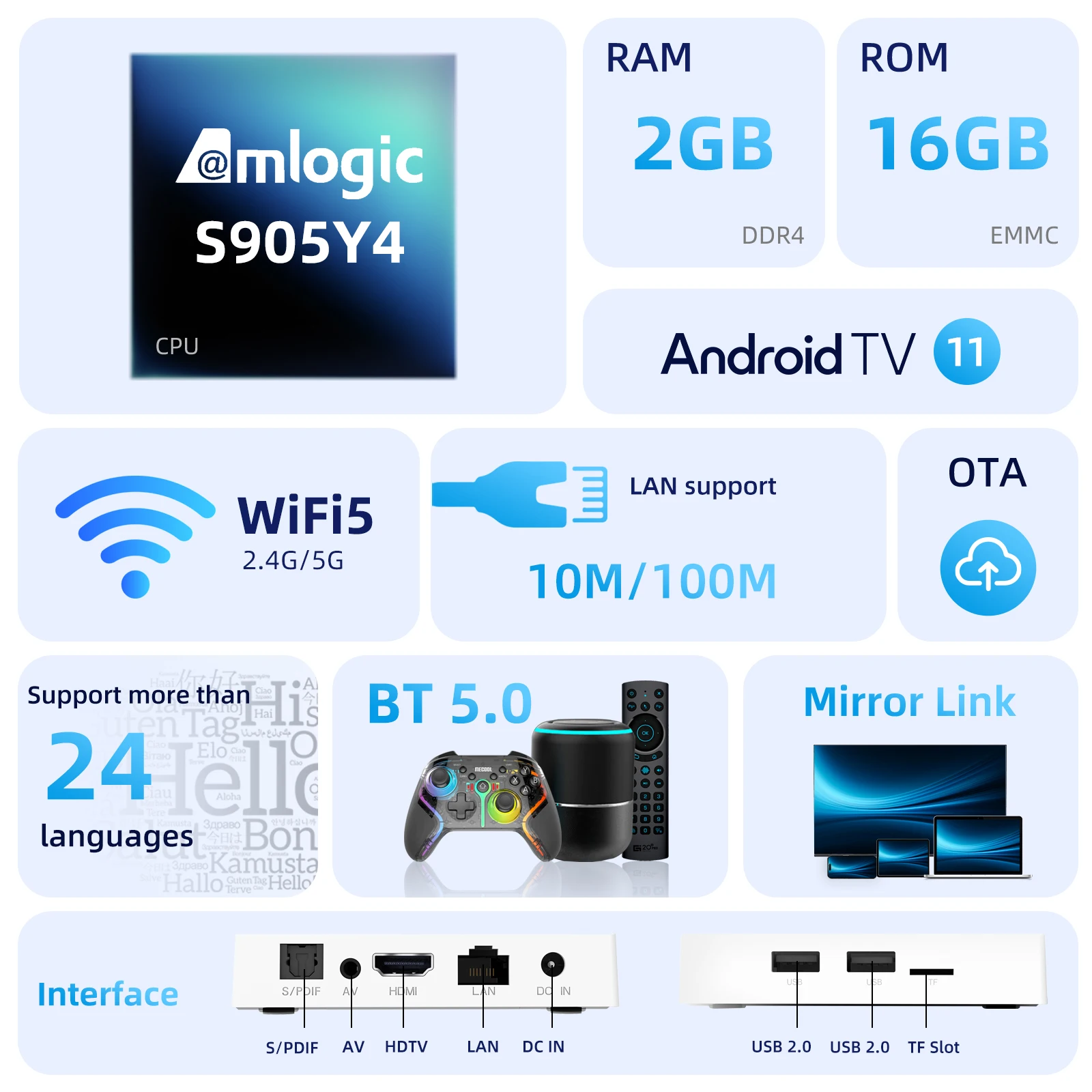 Năm 2023 Toàn Cầu Android TV Box KM7 Plus Android 11 Netflix 4K Google TV 2GB DDR4 16GB ROM100M mạng LAN Internet S905Y4 Giải Trí Truyền Thông