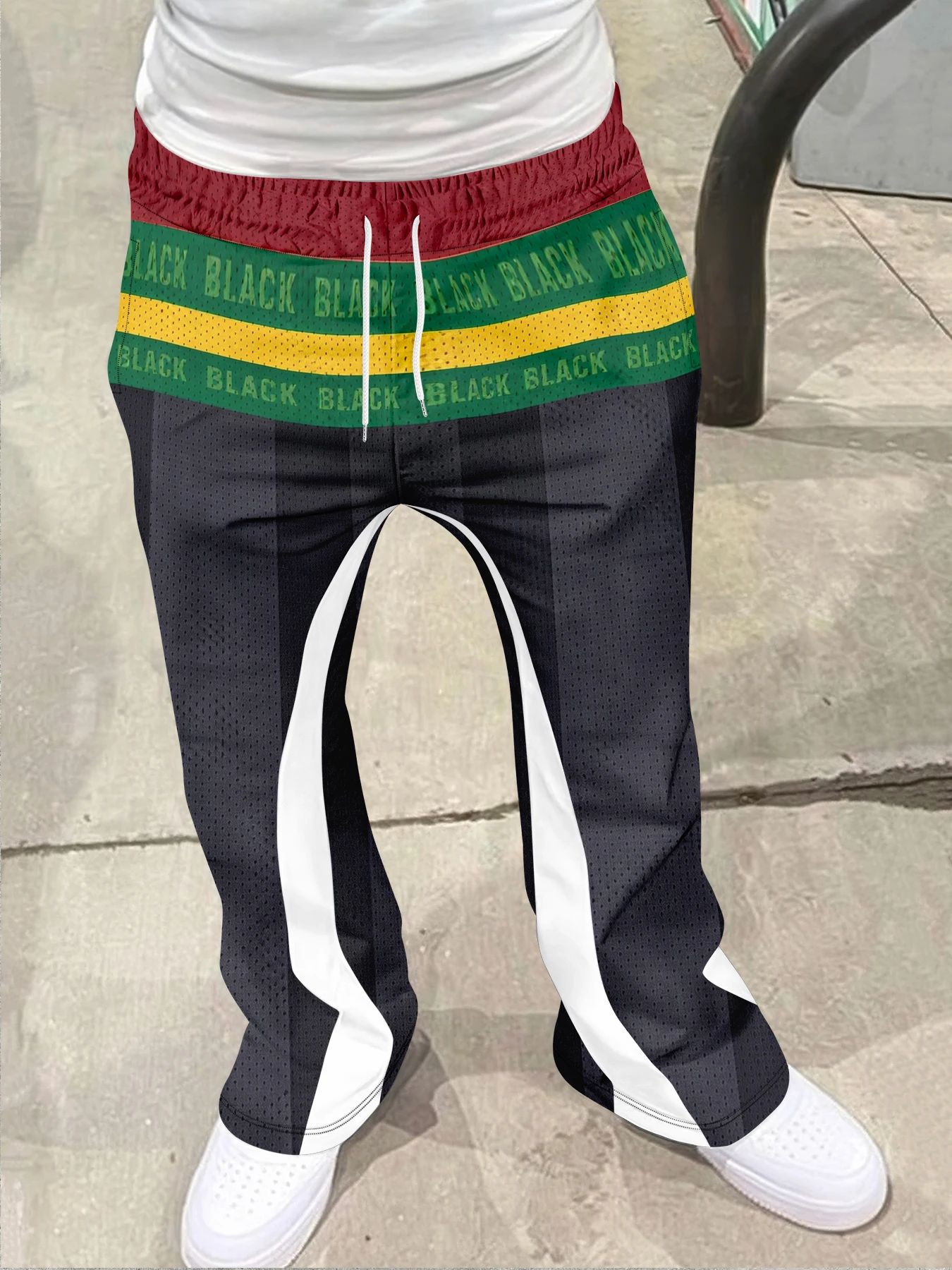 Y2k Flared Pants Men Loose 3D Print Trousers Casual Sweatpants Mid Waist Sporty Female Clothes Streetwear Hip Hop Vintage Pants - view 5