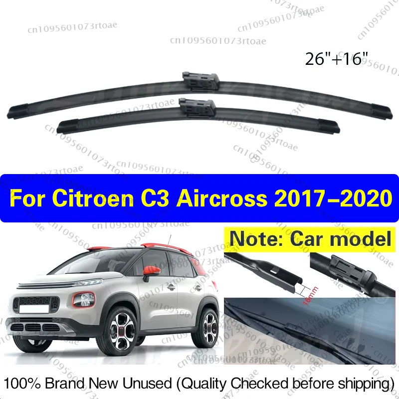 

2pcs For Citroen C3 Aircross 2017 2018 2019 2020 Front Wiper Blades Windshield Windscreen Front Window 26"+16" Car Accessories