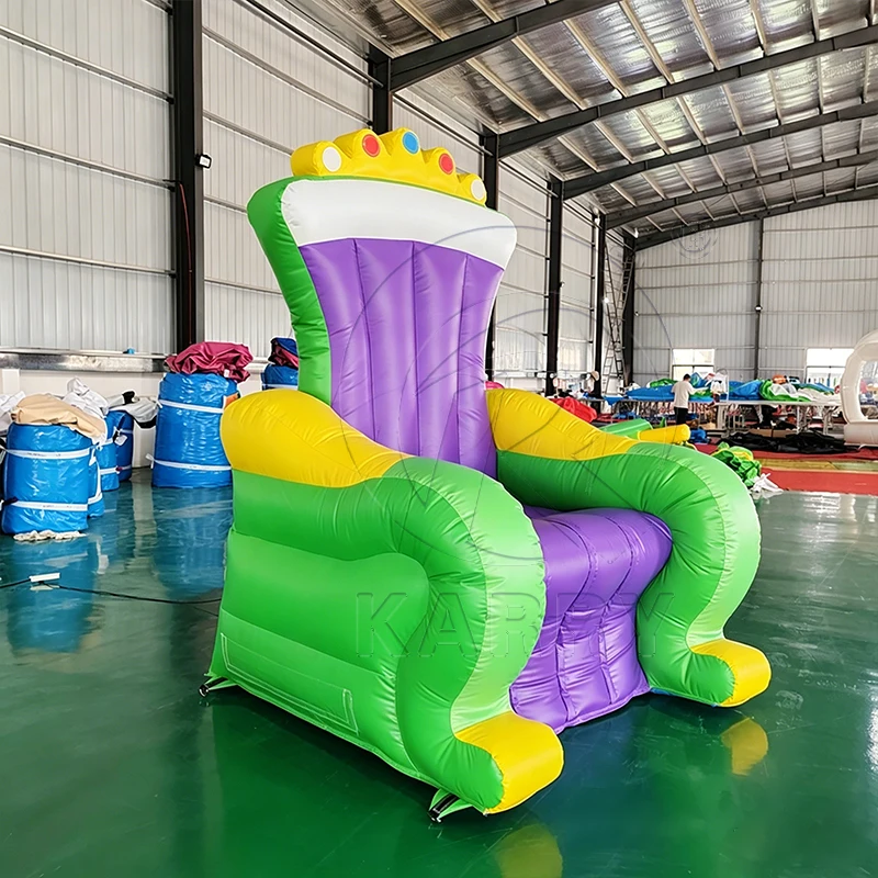 Carnival Color Inflatable King Seat Giant Purple Green Party Seat Suitable for Carnival Photo Booth Commercial Rental