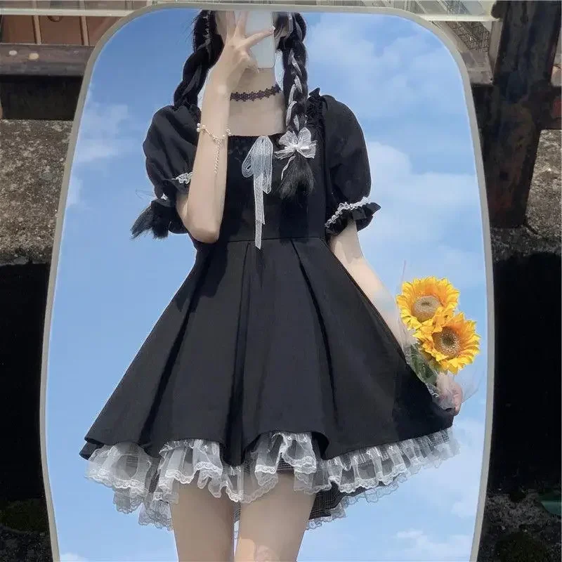 أزياء الصيف طالب المدرسة الثانوية موحدة لطيف هيبورن نمط فستان قصير تنورة سوداء اليابانية كلية نمط فتاة الإحساس 2025 #2