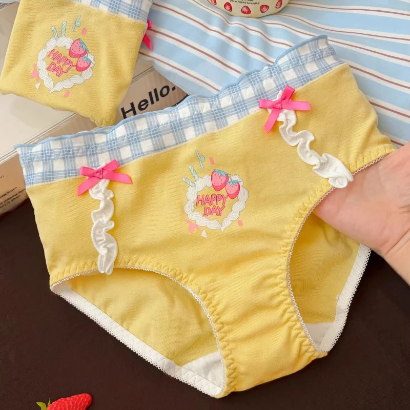 Cotton Panties Women's Underwear Pantyr Girls' Cartoon Comfort Briefs Mid Waist Seamless Underpants Female Lingerie