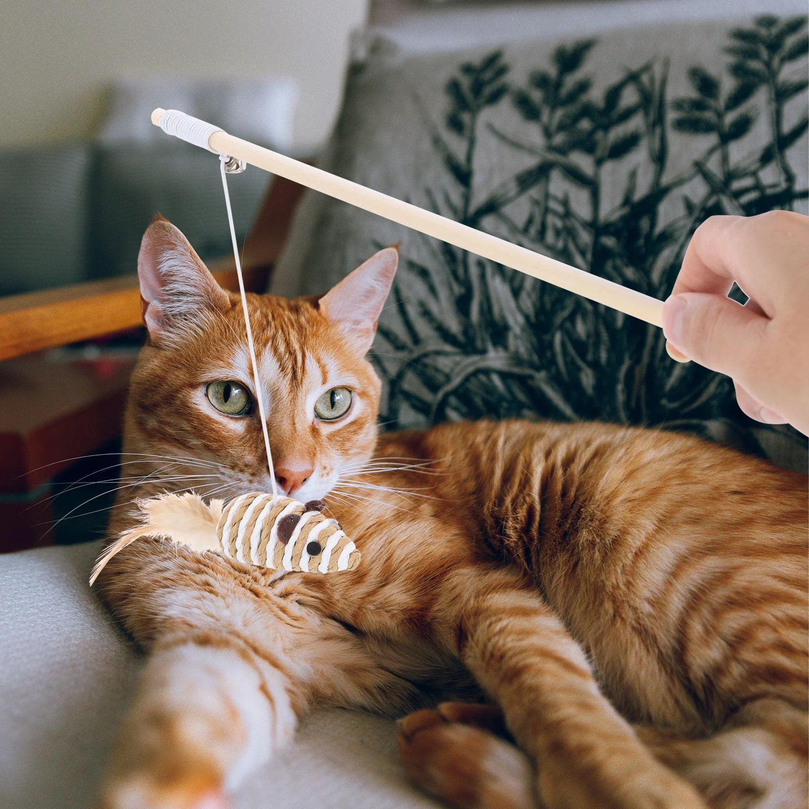 

2pcs Mouse Design Cat Teaser Rod For Indoor Cats Interactive Catcher Kitten Play Cat Teaser Stick Exerciser Rod Plaything