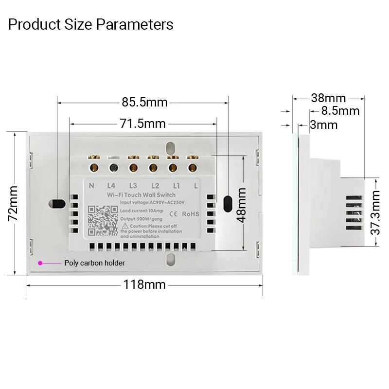 Wifi Smart Light Switch Glass Screen Touch Panel Wireless Wall Interuptor Voice Remote Control 2/3 Way by Tuya Alexa Google Home