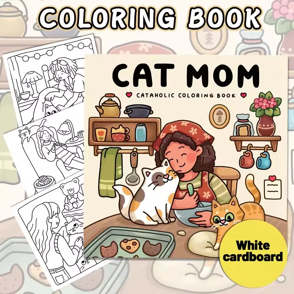 CAT MOM Coloring Book for Adults Featuring Cute Cozy Daily Activities Relaxation (Cozy Spaces Coloring)