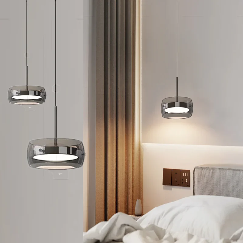 

LED Pendant Light Remote control and color adjustment Glass Mirror Single-Head Pendant Lamp Decorative Ceiling pendant lamps