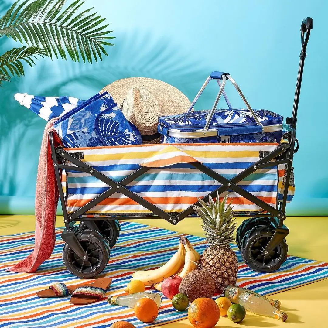 

2023 Garden Sports Collapsible Utility Trolley beach stroller wagon Folding Outdoor Camping Cart