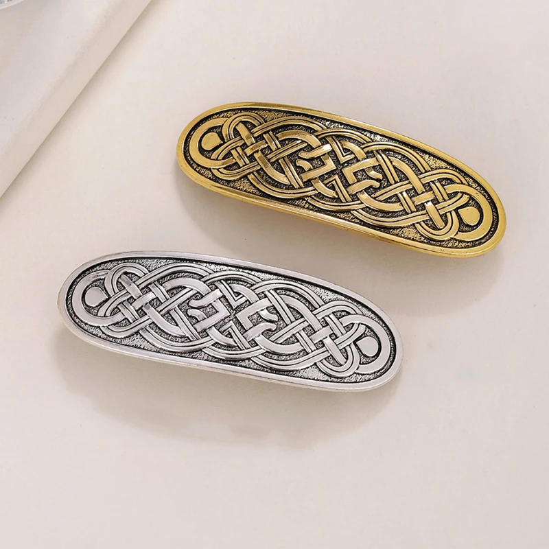 Retro Alloy Simple Personality Long Celtic Knot Spring Clip Ladies Back Head Hairpin Elegant All-match Hair Accessories