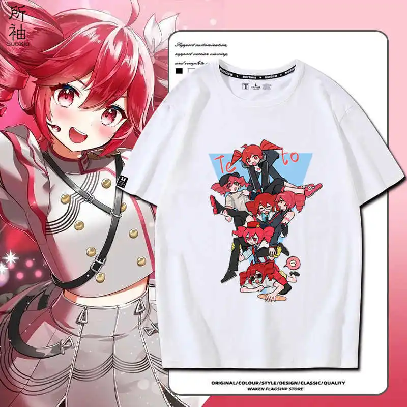 vocaloid-累テトプリント-tシャツかわいいトップ女性男性半袖-tシャツ男性女性服半袖-tシャツ