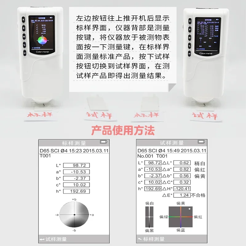 Portable colorimeter Computer high-precision spectrophotometer, plastic paint color contrast tester