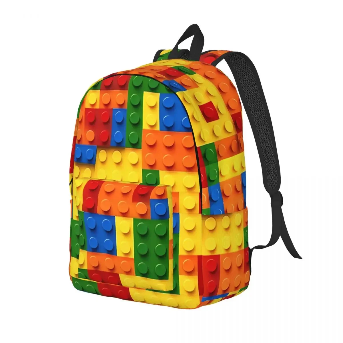 Sac à dos de construction de blocs de jeux amusants pour hommes et femmes, sac à dos de travail scolaire pour adolescents, sacs en toile pour ordinateur portable, cadeau coloré