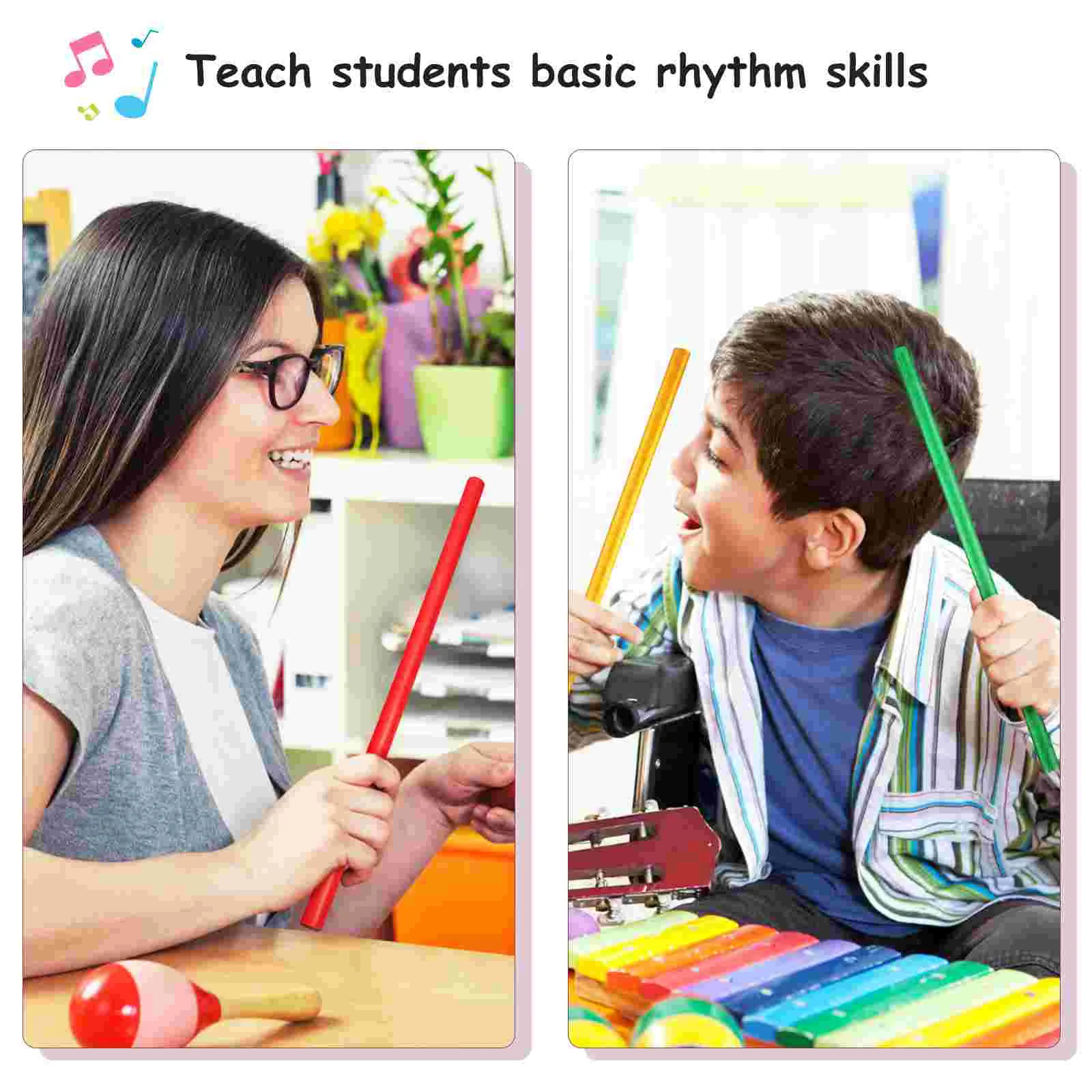 16 Pcs Round Stick Colorful Rhythm Sticks Toys Musical Wooden Sticks Rhythm