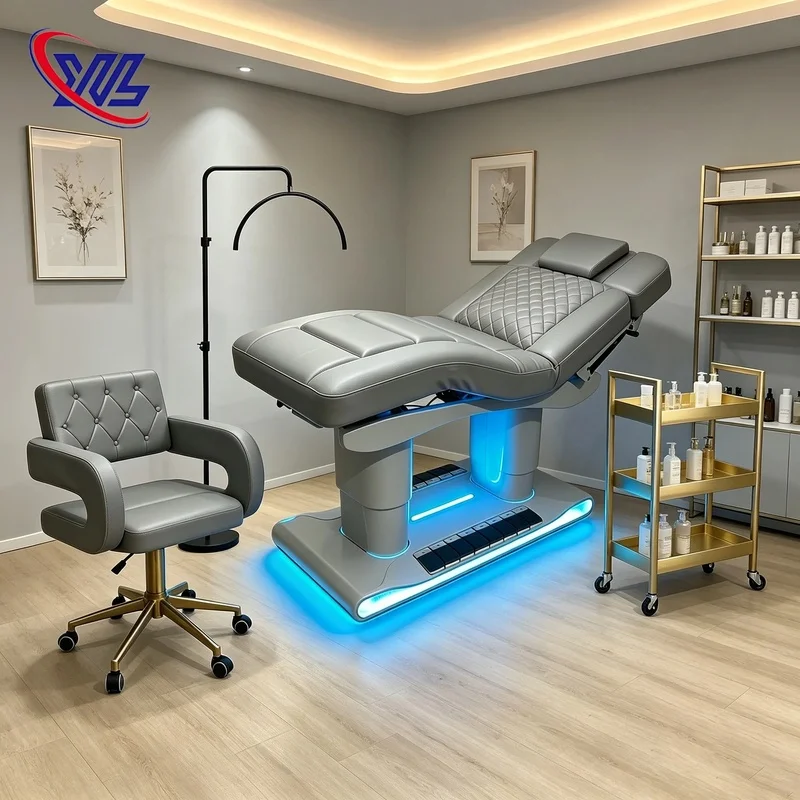 Luxury Beauty Salon Furniture 4 Motors Foot Control Facial Cosmetic Bed SPA Center Medical Aesthetic Clinic Wellness Lounger