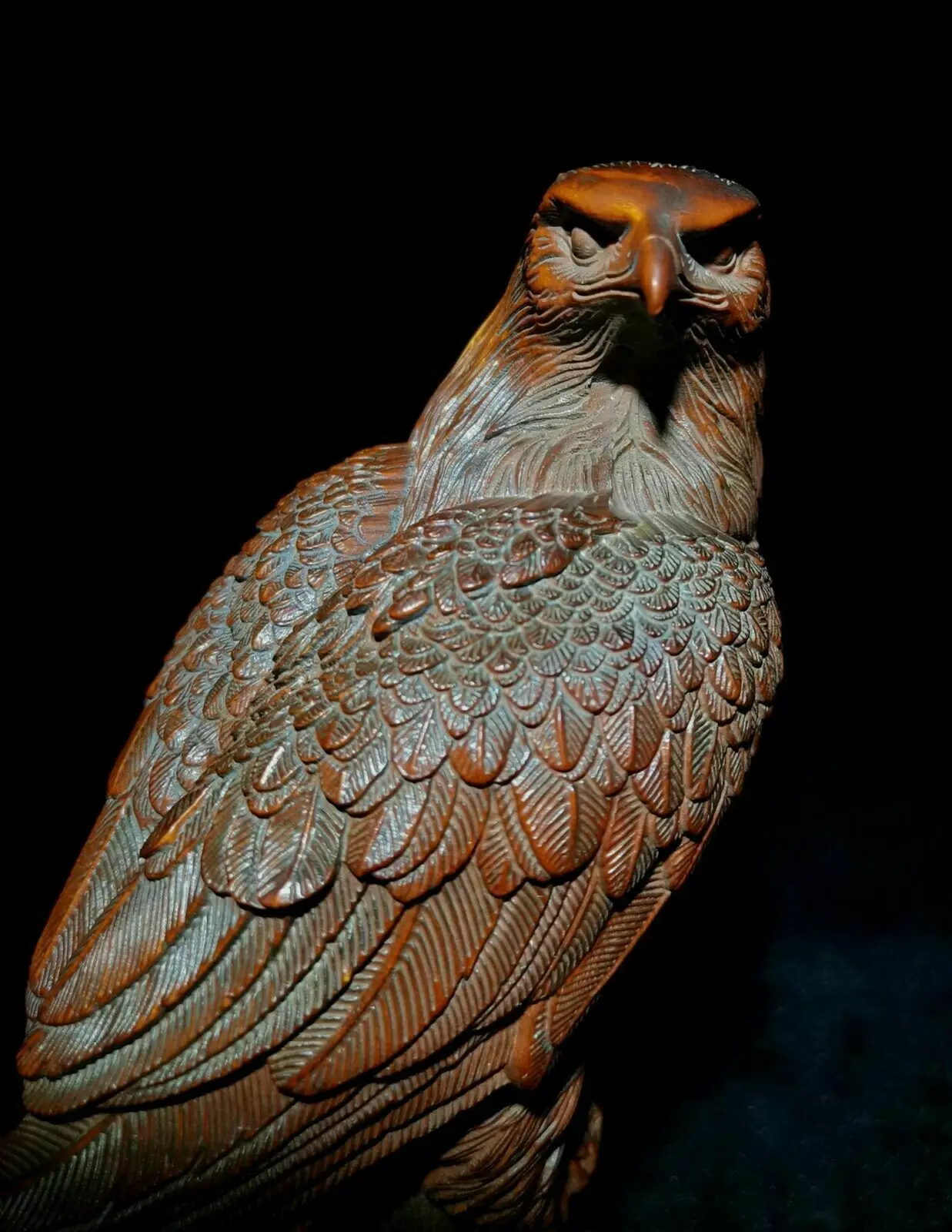 collectable old Japanese boxwood hand carved eagle Figure statue netsuke gift