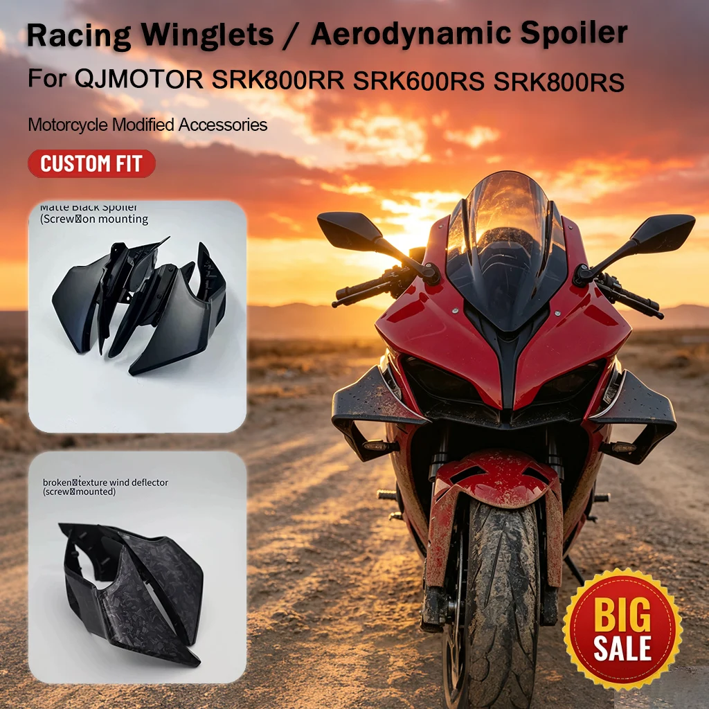 For QJMOTOR SRK800RR SRK600RS SRK800RS Motorcycle Racing Winglets Screw Mount Aerodynamic Spoiler Upgrade Parts