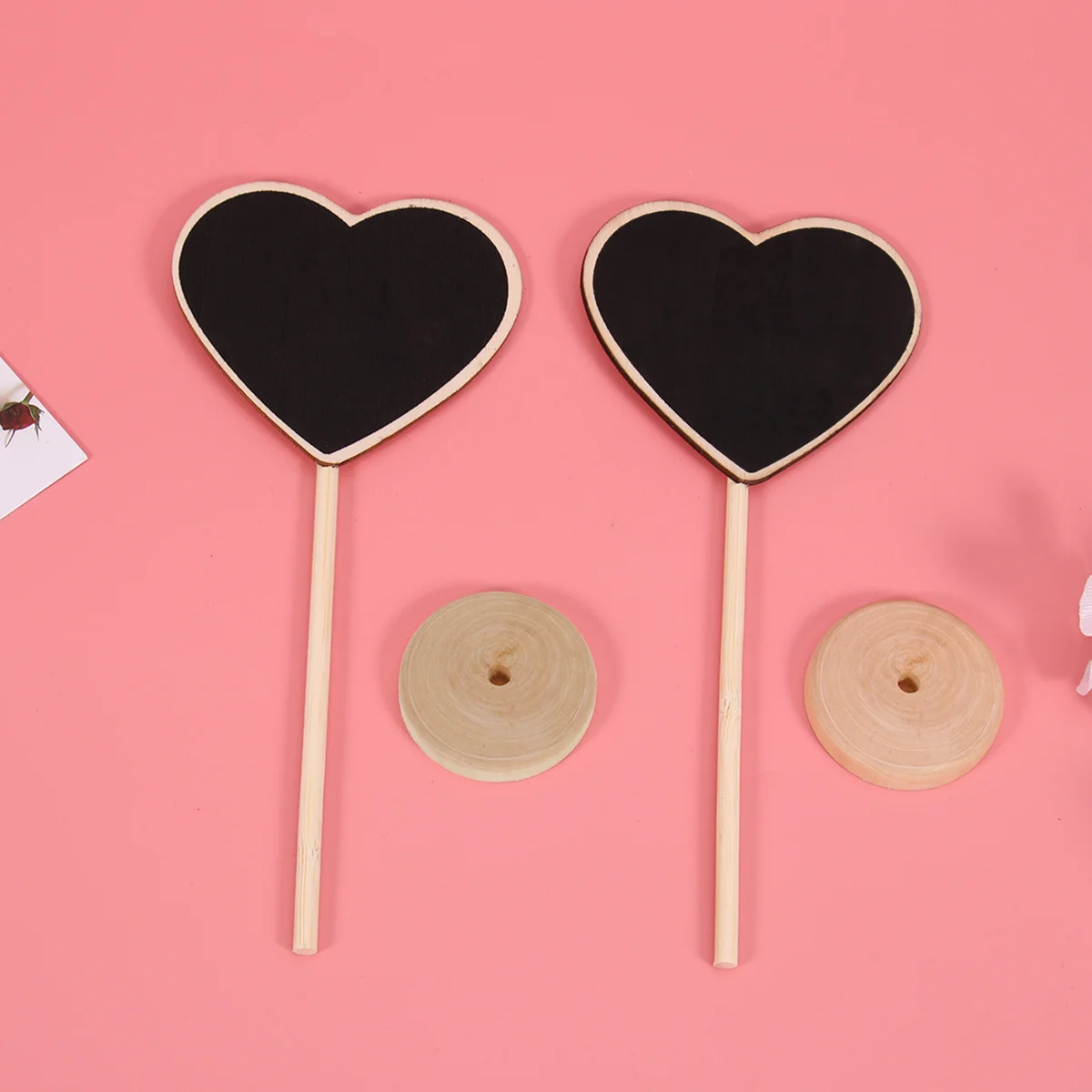 10Pcs Wooden Message Clip Blackboard Mini Size Heart Shaped Decorative Base for Parties Receptions Short Messages 71x29inch