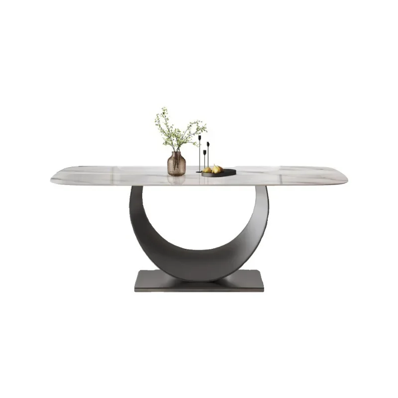 

Italian minimalist dining table and chair combination modern simple light luxury supercrystalline stone rock slab dining table s