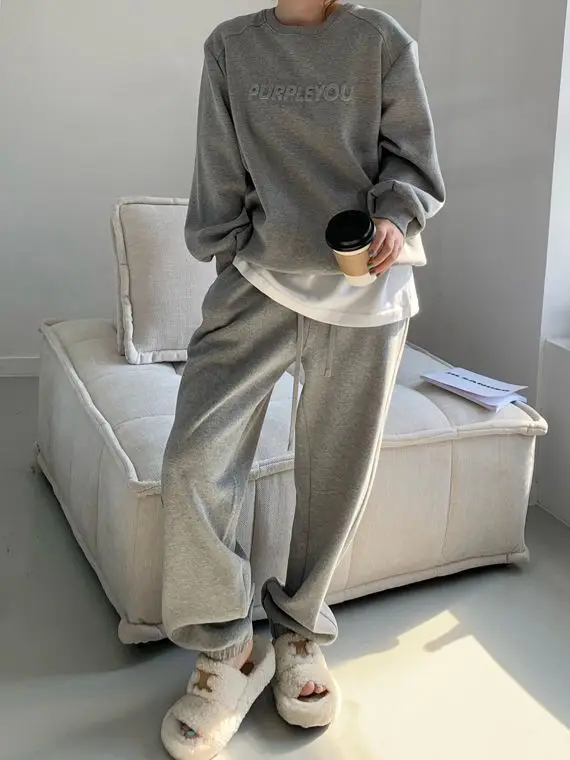 Damen 2026 Neuer Lila Sportanzug Frühling und Herbst Lässiger Modestil Lockerer Langarm-Pullover Oberteil und Hose 2-Teiliges Set – Detail 26