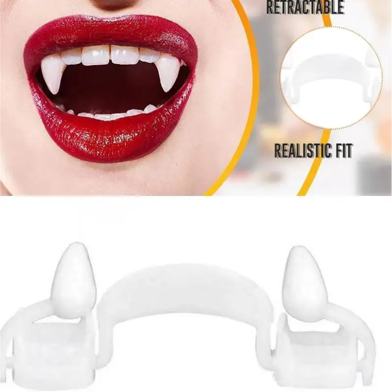 1PCS Vampire Fake Teeth Retractable Dentures Props Arty Costume DIY Cosplay Props Dracula Teeth Halloween Masquerade Supplies