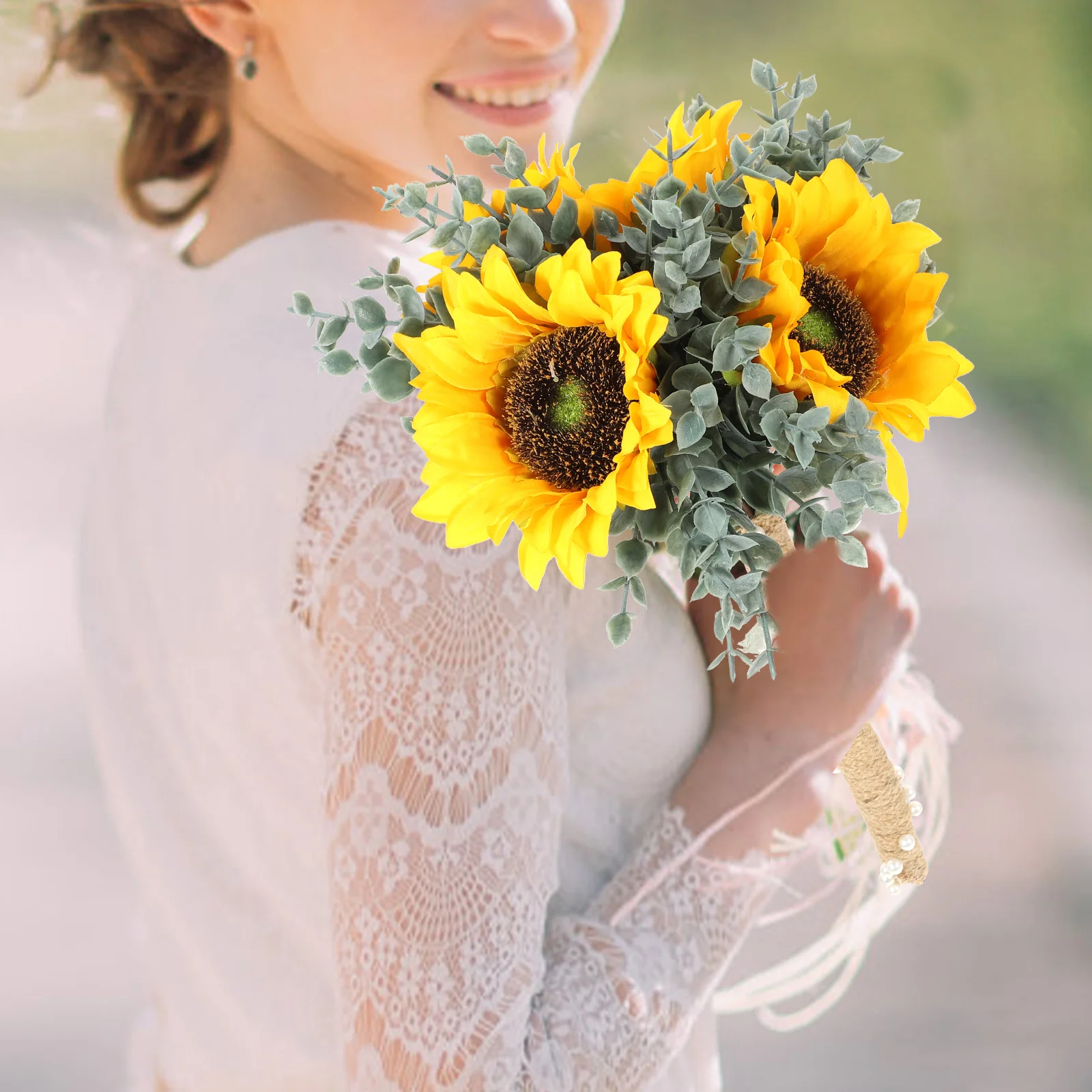 

Flowers Simulated Sunflower Bride Ornament Wedding Simulation Bouquet Silk Lifelike