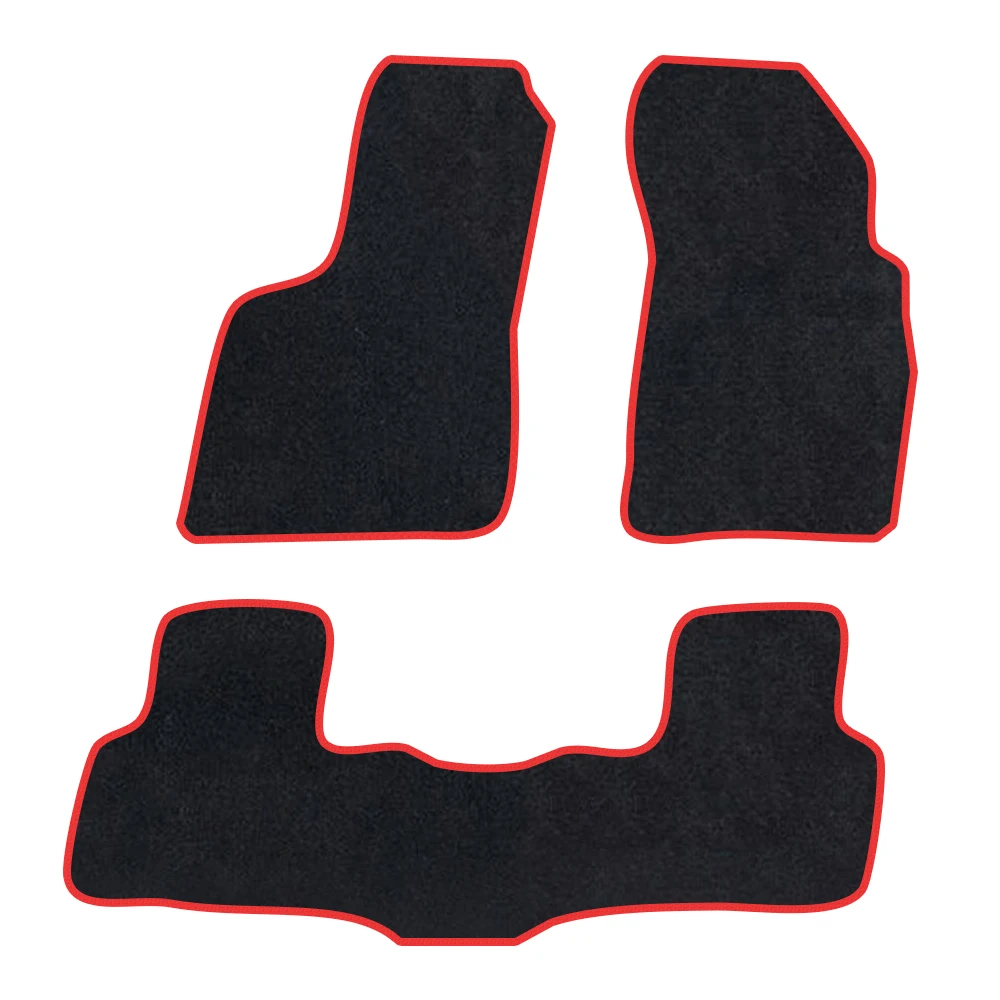 

Car Floor Mat For Audi Q7 2016–present 4M 5Seats Polyester suede Anti Slip black Backing red Binding Trim Edge