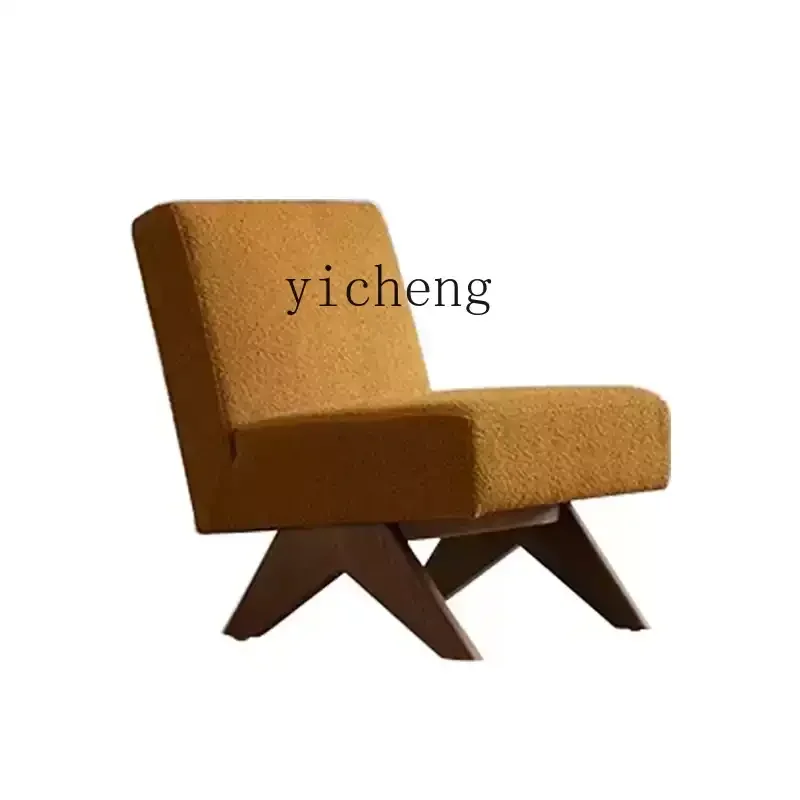 ZC sofa chair without armrests living room solid wood single backrest retro casual chair