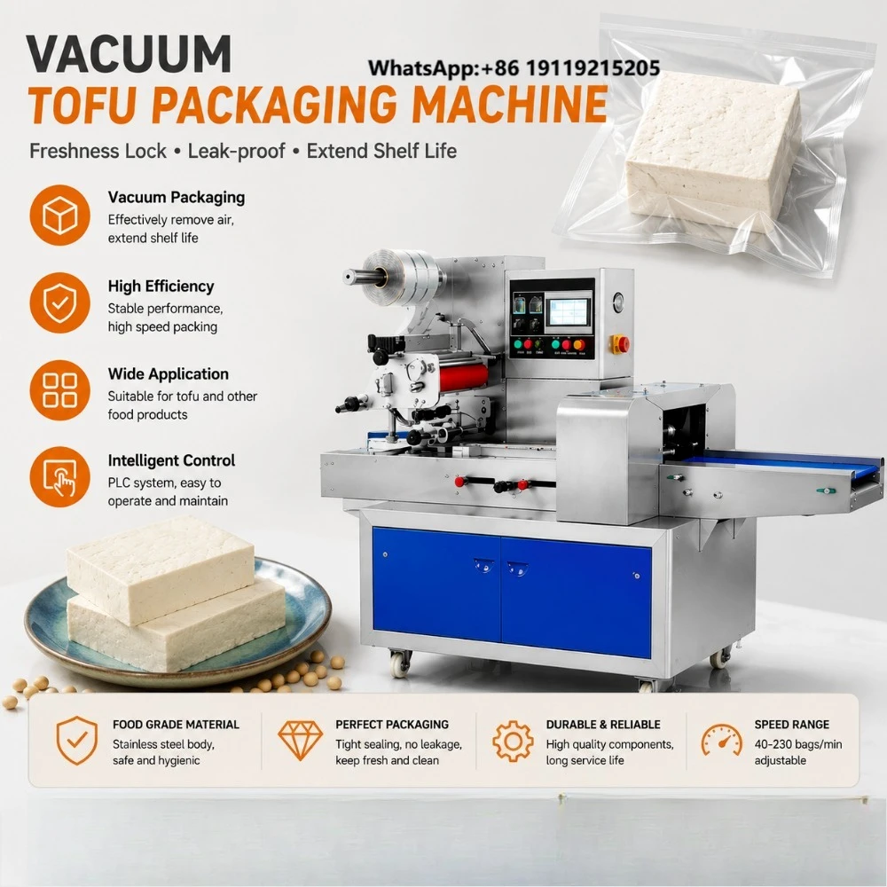 Automatic Flow Vacuum Packing Machine for Tofu Cubes Pillow Packaging Machine