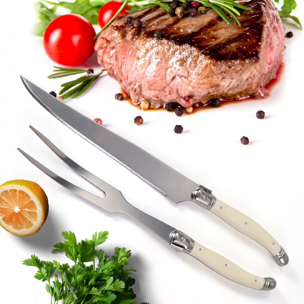 

Stainless Steel Roast Lamb knife fork Salad Serving Tools Turkey Knife Steak Roast Meat Knife Teppanyaki Set Tools